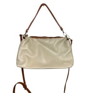 Valentina Pebble Leather Convertible Bag Ivory Brown Crossbody Quite Luxury Bag